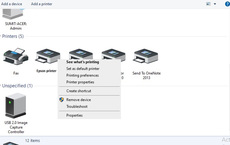 epson printer saying offline